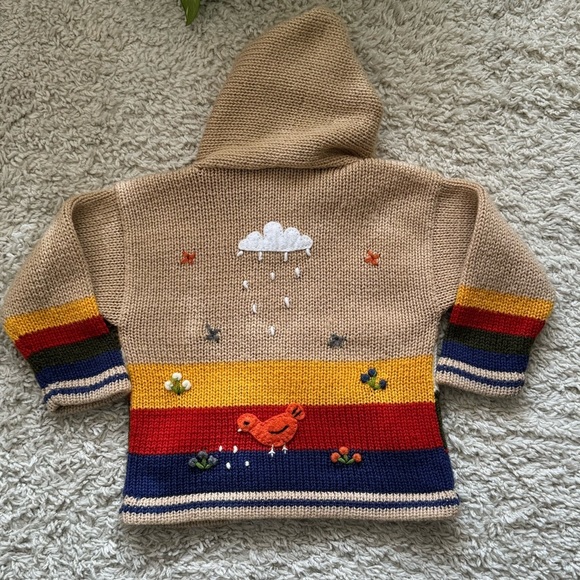 Handmade Children’s Peru Meych Peruvian Wool Sweater Jacket Size 2 Unisex - Picture 4 of 6